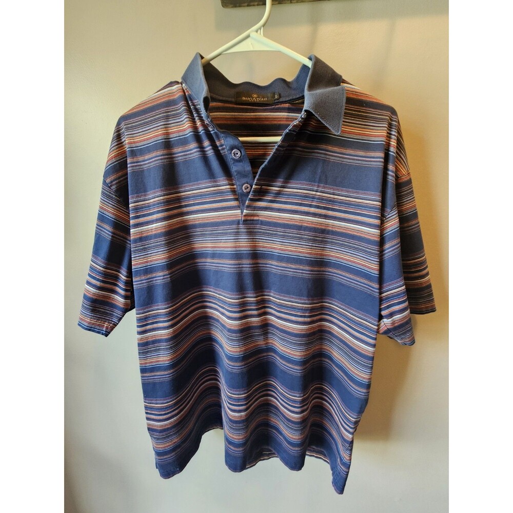 Bugatchi Mens Large Multicolor Egyptian Mercerized Cotton Polo Shirt
